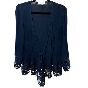 Simply Noelle Black Lace Trim Lightweight Cardigan Whimsigoth Layering S/M